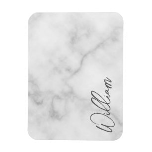 Witte Marble Modern Script Persoonlijke naam Magneet