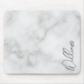 Witte Marble Modern Script Persoonlijke naam Muismat (Voorkant)