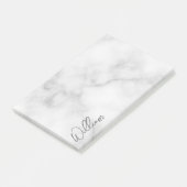 Witte Marble Modern Script Persoonlijke naam Post-it® Notes (Schuin)