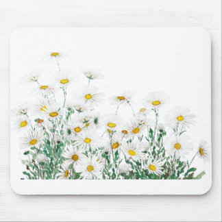witte margaret daisy horizontale waterverf muismat