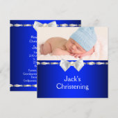 Witte Marine Blauwe Baby Boy Fotodoop Kaart (Voorkant / Achterkant)