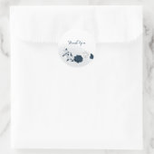 Witte & marine bloemen dank u ronde sticker (Tas)