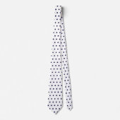 Witte & Marine Polka Dot Geometrische Patroon Cirk Stropdas (Voorkant)