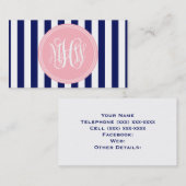 Witte Marine Vert Stripe 6x Pnk Vine Monogram DIY  Visitekaartje (Voorkant / Achterkant)