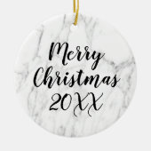 Witte marmer, aangepaste kerstboom keramisch ornament (Voorkant)