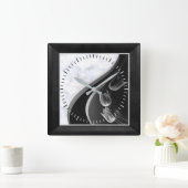 Witte marmer Abstracte Tulieren Vierkante Klok (Huis)