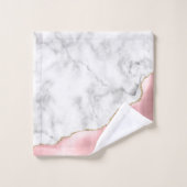 Witte marmer Blush roze roze glitter Bad Handdoek (Wasdoekje)
