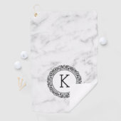 Witte marmer Cirkel & Monogram Golfhanddoek (Insitu)