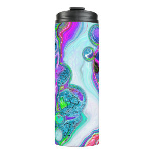 Witte marmer Colorful Fluid Art Thermosbeker
