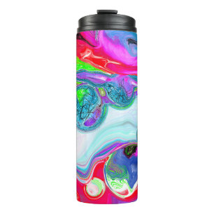 Witte marmer Colorful Fluid Art Thermosbeker