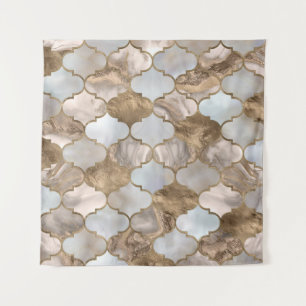 Witte marmer en goud van de Marokkaanse boomstam Wandkleed
