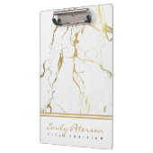 Witte marmer en gouden korrel klembord (Links)