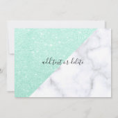 Witte marmer en groene glitterbruid kaart (Achterkant)