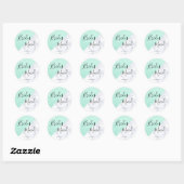 Witte marmer en groene glitterbruid ronde sticker (Vel)