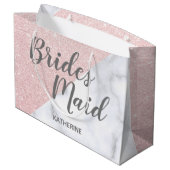 Witte marmer en roos goudglitter bruidsmaid groot cadeauzakje (Achterkant Gekanteld)