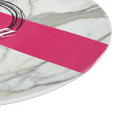 Witte marmer en roze fuchsia, aangepaste naam girl snijplank (Hoek)