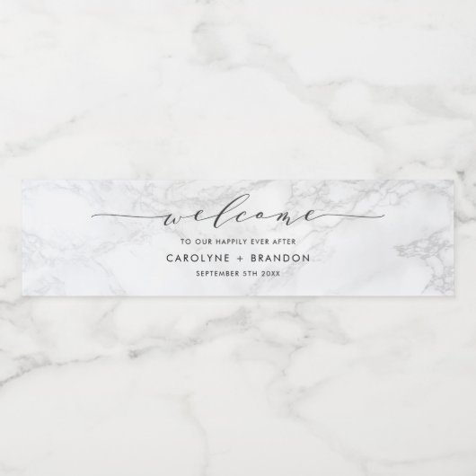 Witte marmer Etiketten voor aangepaste bruiloft Wa (Enkel label)