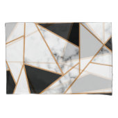 Witte marmer Geometric in goud, zwart Kussensloop (Voorkant)