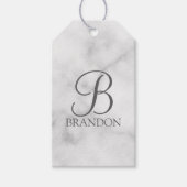 Witte Marmer Gepersonaliseerd Manuscript Monogram  Cadeaulabel (Voorkant)