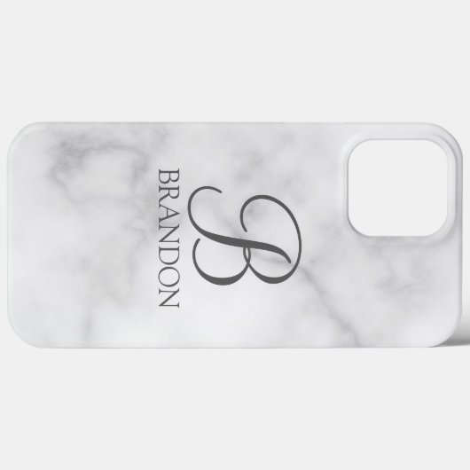 Witte Marmer Gepersonaliseerd Manuscript Monogram  Case-Mate iPhone Case (Achterkant (horizontaal))