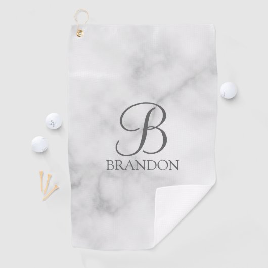 Witte Marmer Gepersonaliseerd Manuscript Monogram Golfhanddoek (Insitu)