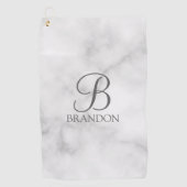 Witte Marmer Gepersonaliseerd Manuscript Monogram Golfhanddoek (Voorkant)