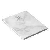 Witte Marmer Gepersonaliseerd Manuscript Monogram Notitieblok (Schuin)