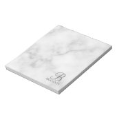 Witte Marmer Gepersonaliseerd Manuscript Monogram  Notitieblok (Gedraaid)