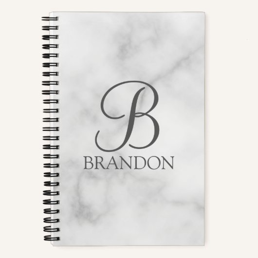 Witte Marmer Gepersonaliseerd Manuscript Monogram  Notitieboek (Voorkant)