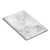 Witte Marmer Gepersonaliseerd Manuscript Monogram  Notitieboek (Rechterzijde)