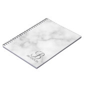 Witte Marmer Gepersonaliseerd Manuscript Monogram  Notitieboek (Linkerzijde)