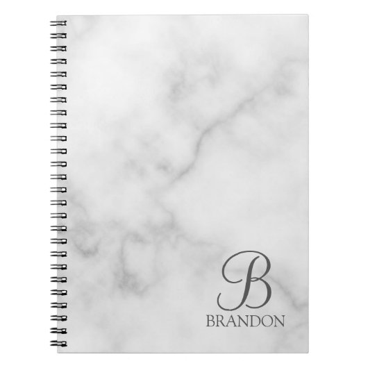 Witte Marmer Gepersonaliseerd Manuscript Monogram  Notitieboek (Voorkant)