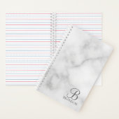 Witte Marmer Gepersonaliseerd Manuscript Monogram  Notitieboek (Binnen)