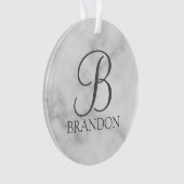 Witte Marmer Gepersonaliseerd Manuscript Monogram Ornament (voorkant)