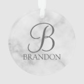 Witte Marmer Gepersonaliseerd Manuscript Monogram Ornament (achterkant)