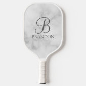 Witte Marmer Gepersonaliseerd Manuscript Monogram Pickleball Paddle (Achterkant)