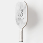 Witte Marmer Gepersonaliseerd Manuscript Monogram Pickleball Paddle (Links)
