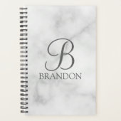 Witte Marmer Gepersonaliseerd Manuscript Monogram  Planner (Voorkant)