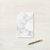 Witte Marmer Gepersonaliseerd Manuscript Monogram Post-it® Notes (Op bureau)