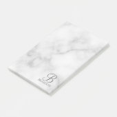 Witte Marmer Gepersonaliseerd Manuscript Monogram Post-it® Notes (Schuin)