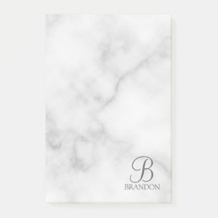 Witte Marmer Gepersonaliseerd Manuscript Monogram Post-it® Notes