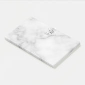 Witte Marmer Gepersonaliseerd Manuscript Monogram  Post-it® Notes (Schuin)
