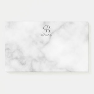 Witte Marmer Gepersonaliseerd Manuscript Monogram Post-it® Notes