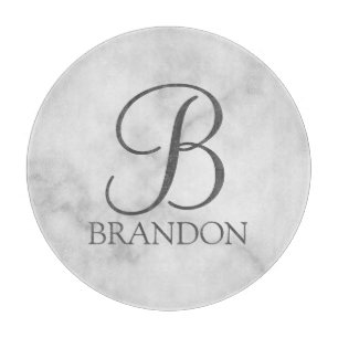 Witte Marmer Gepersonaliseerd Manuscript Monogram  Snijplank