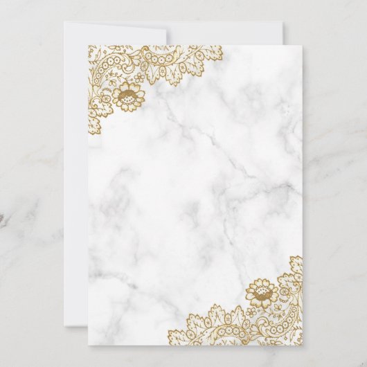 Witte marmer Gold Lace Islamic Muslim Weduwen Kaart (Achterkant)
