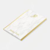 Witte marmer Gold Monogram - Aangepaste Sjabloon Post-it® Notes (Schuin)