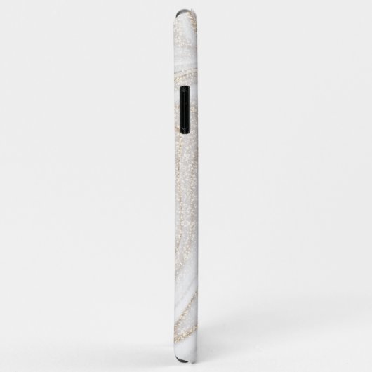 Witte marmer-goudglitter-monogram Case-Mate iPhone case (Achterkant/rechts)