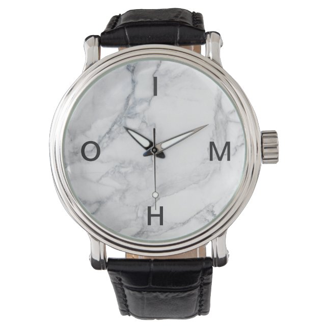 Witte marmer horloge (Voorkant)