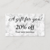 Witte marmer kortingskaartje (Voorkant)
