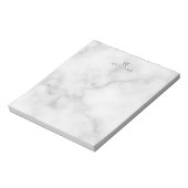 Witte marmer met gepersonaliseerd monogram en naam notitieblok (Gedraaid)